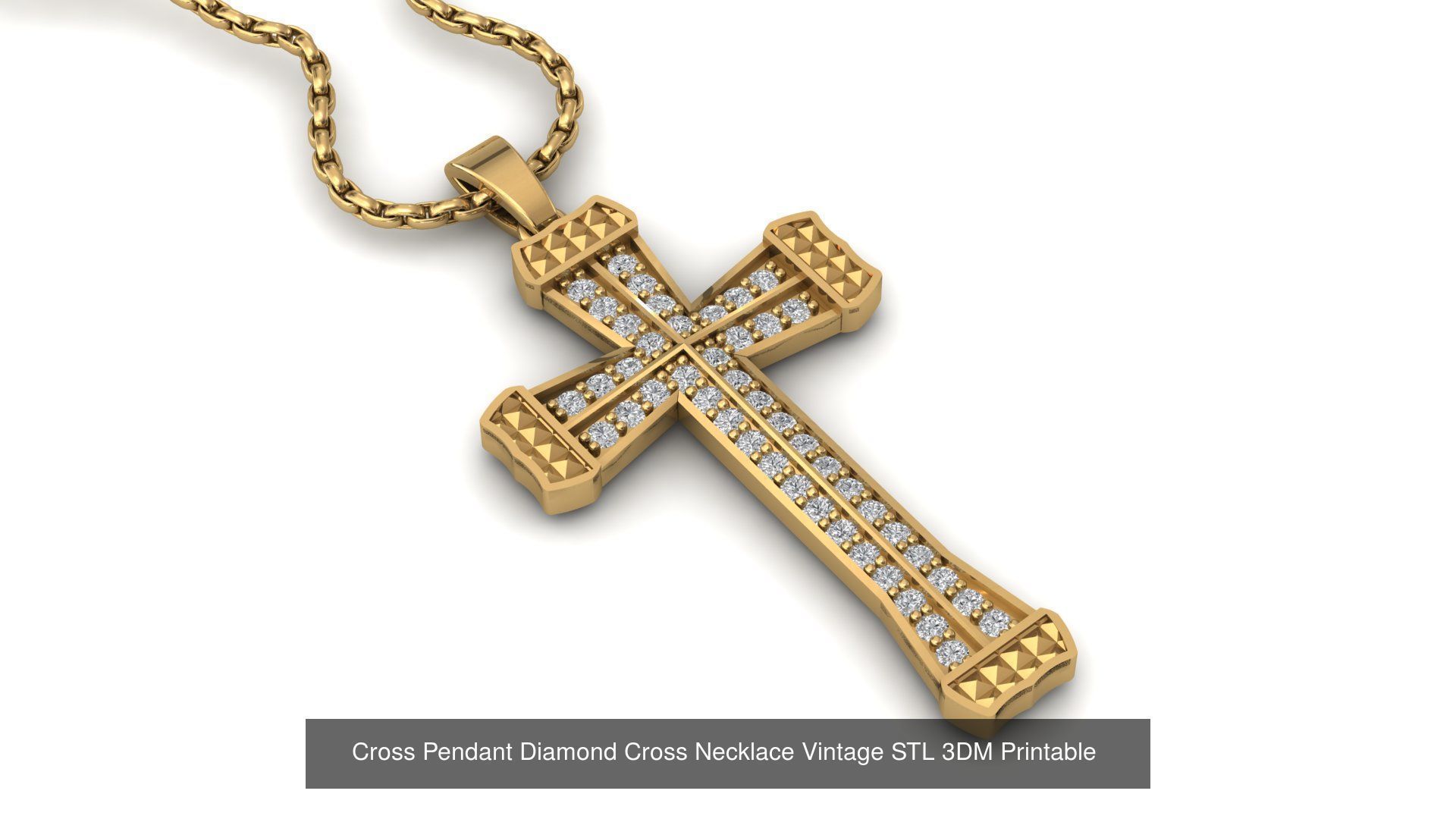 34 Cross Pendant Diamond Cross Necklace Vintage STL 3DM 3D Model Collection_27