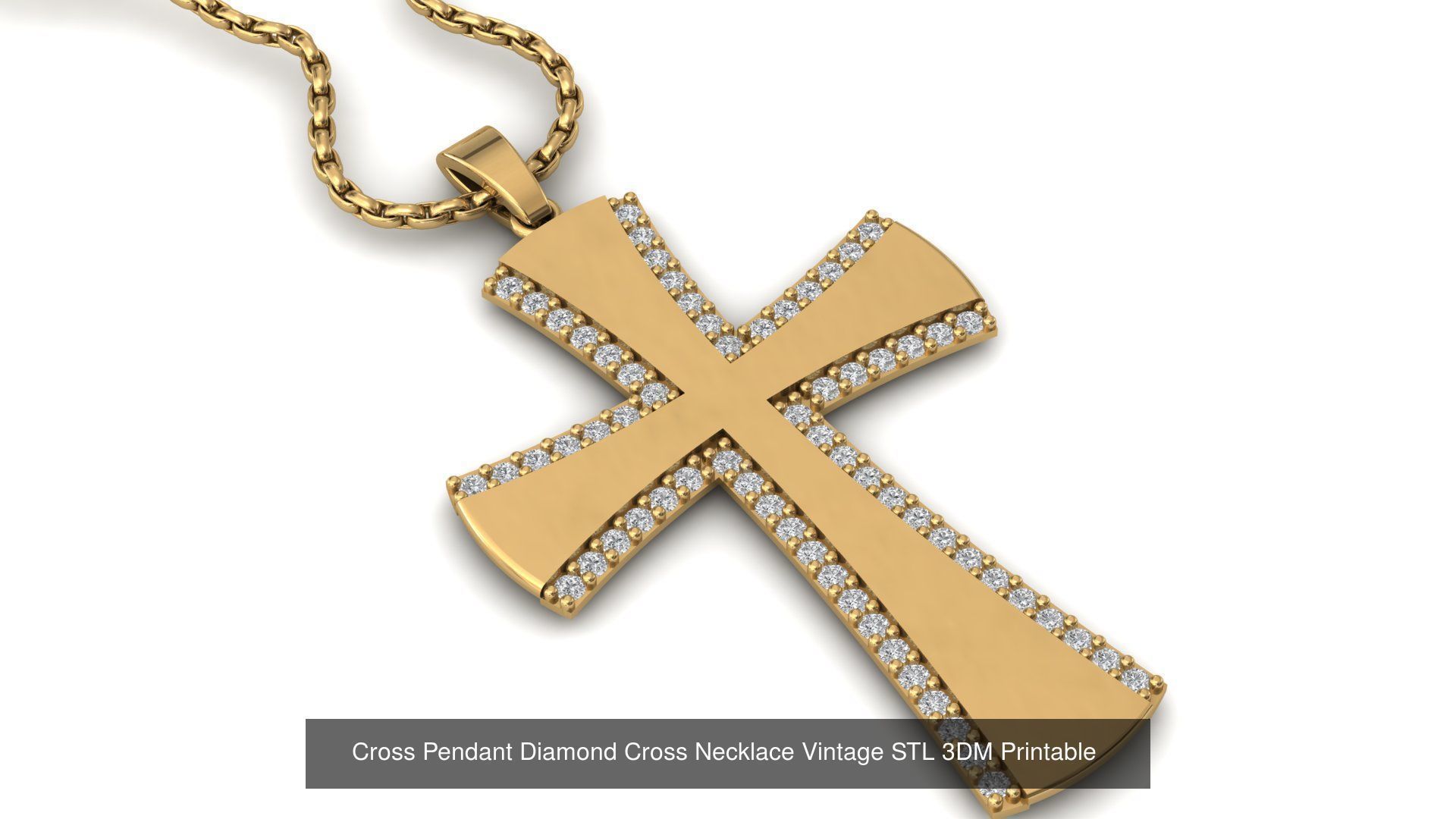 34 Cross Pendant Diamond Cross Necklace Vintage STL 3DM 3D Model Collection_22