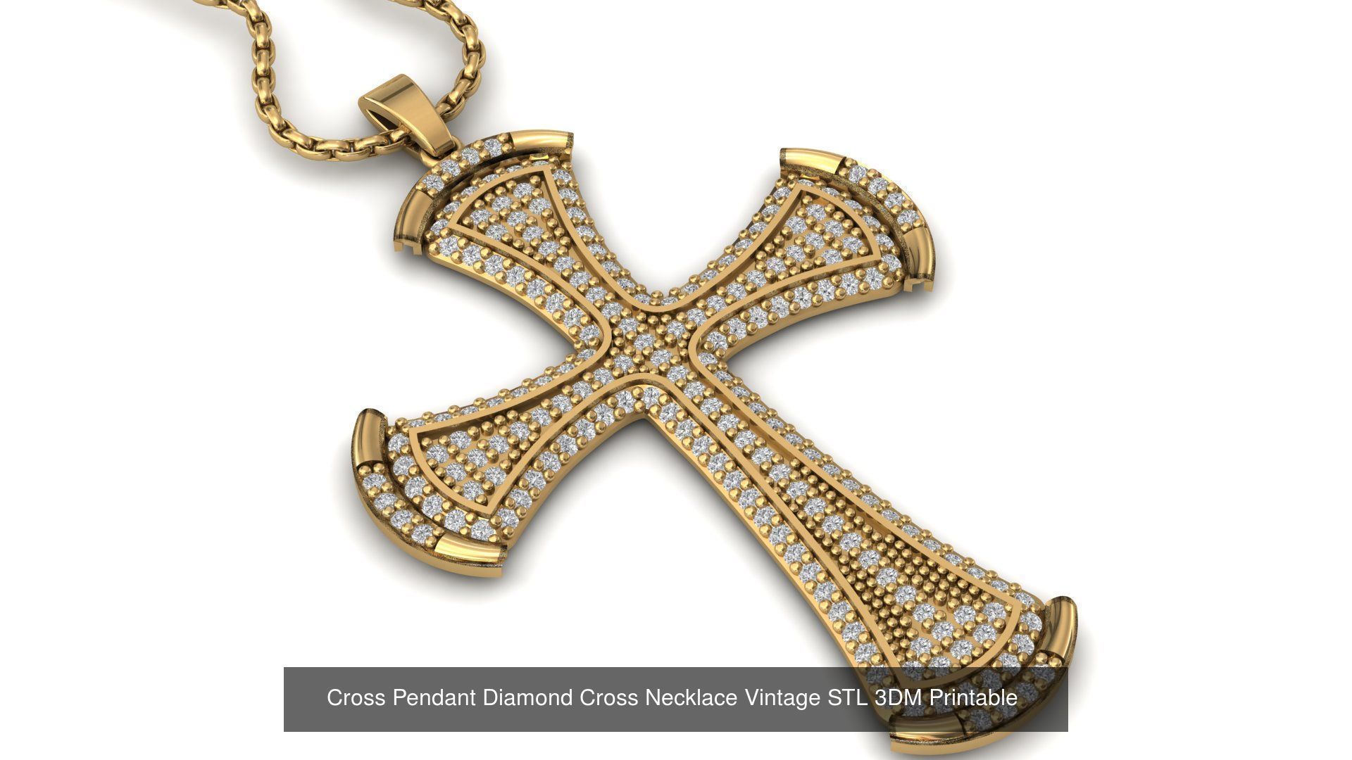 34 Cross Pendant Diamond Cross Necklace Vintage STL 3DM 3D Model Collection_29
