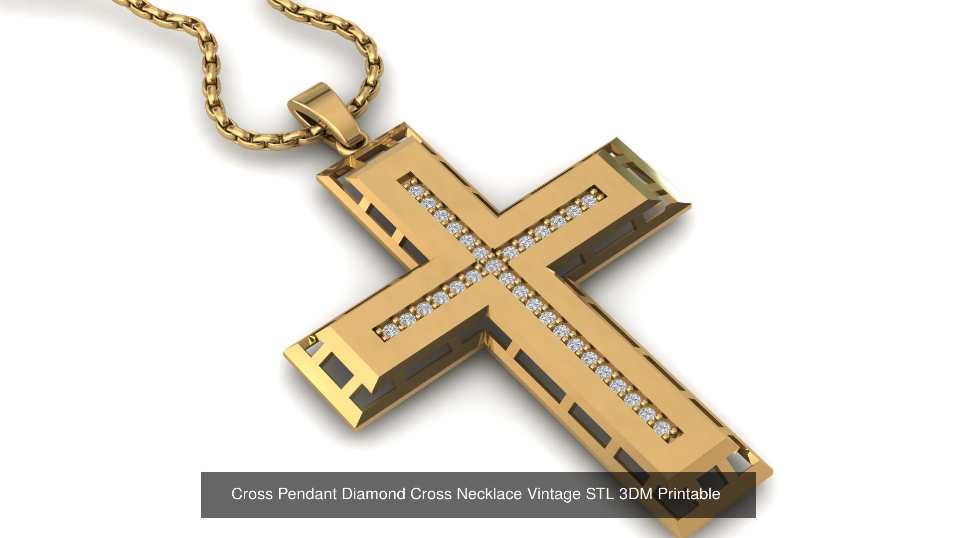 34 Cross Pendant Diamond Cross Necklace Vintage STL 3DM 3D Model Collection_23