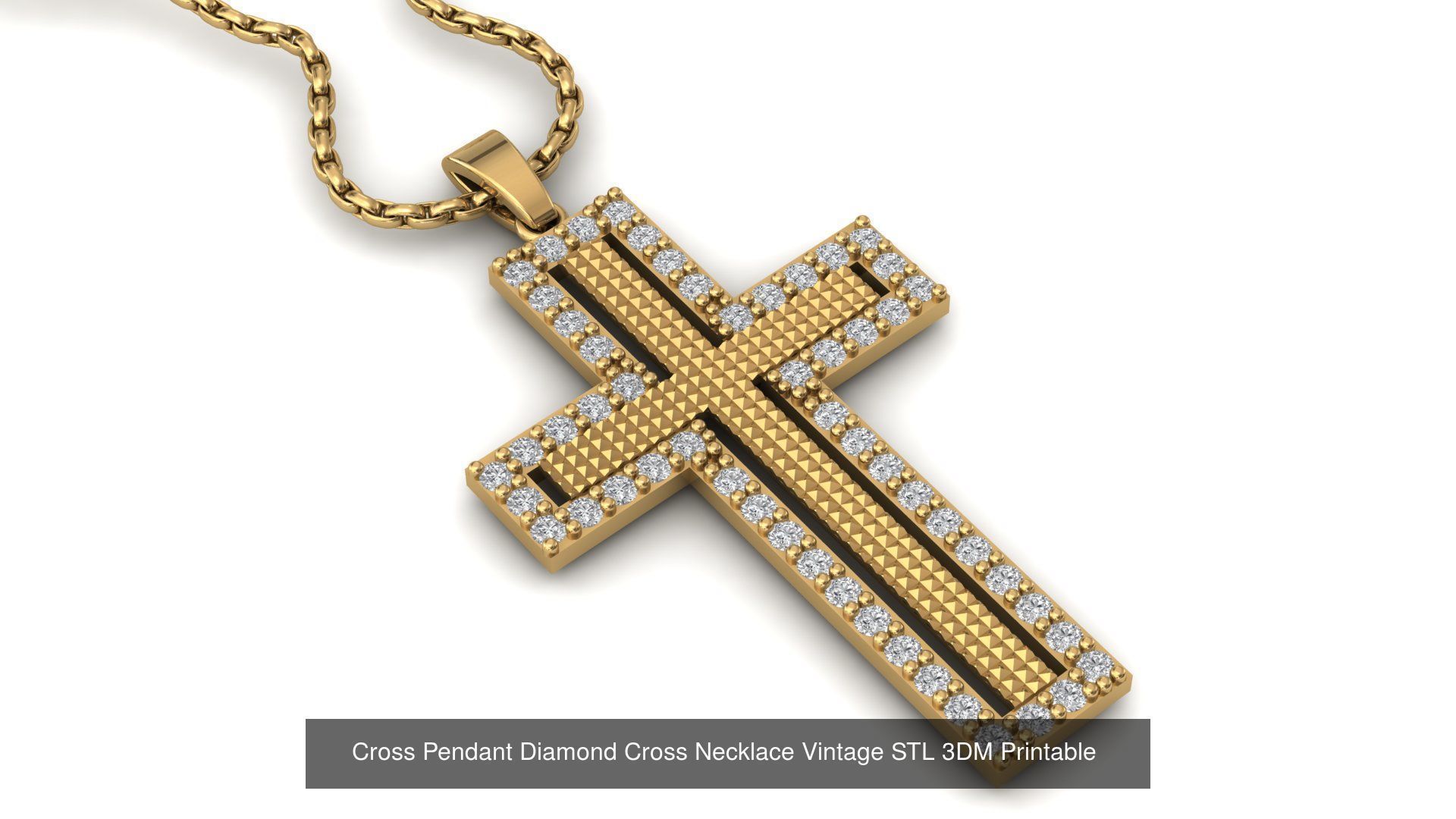 34 Cross Pendant Diamond Cross Necklace Vintage STL 3DM 3D Model Collection_14