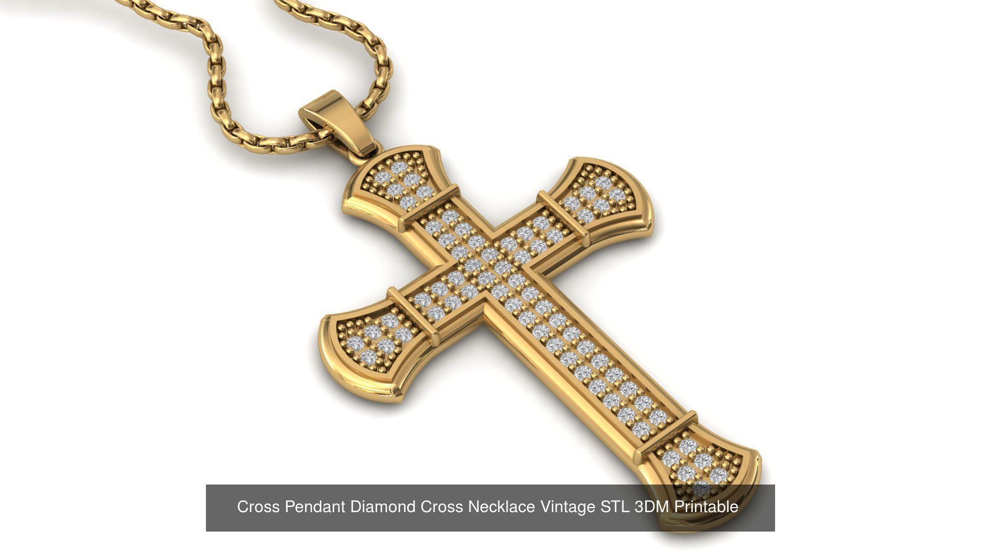 34 Cross Pendant Diamond Cross Necklace Vintage STL 3DM 3D Model Collection_35