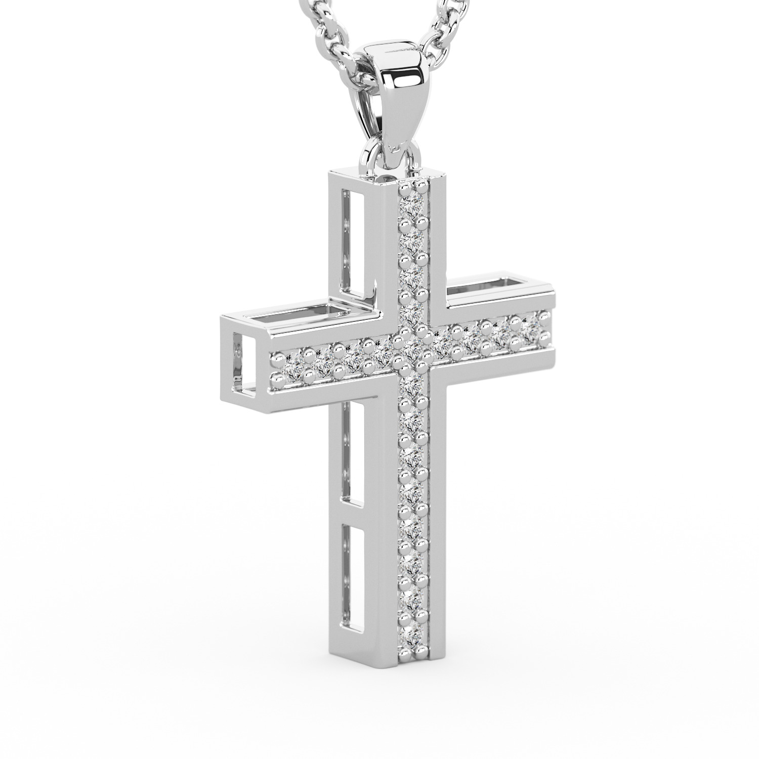 Pendant cross 3D print model_3