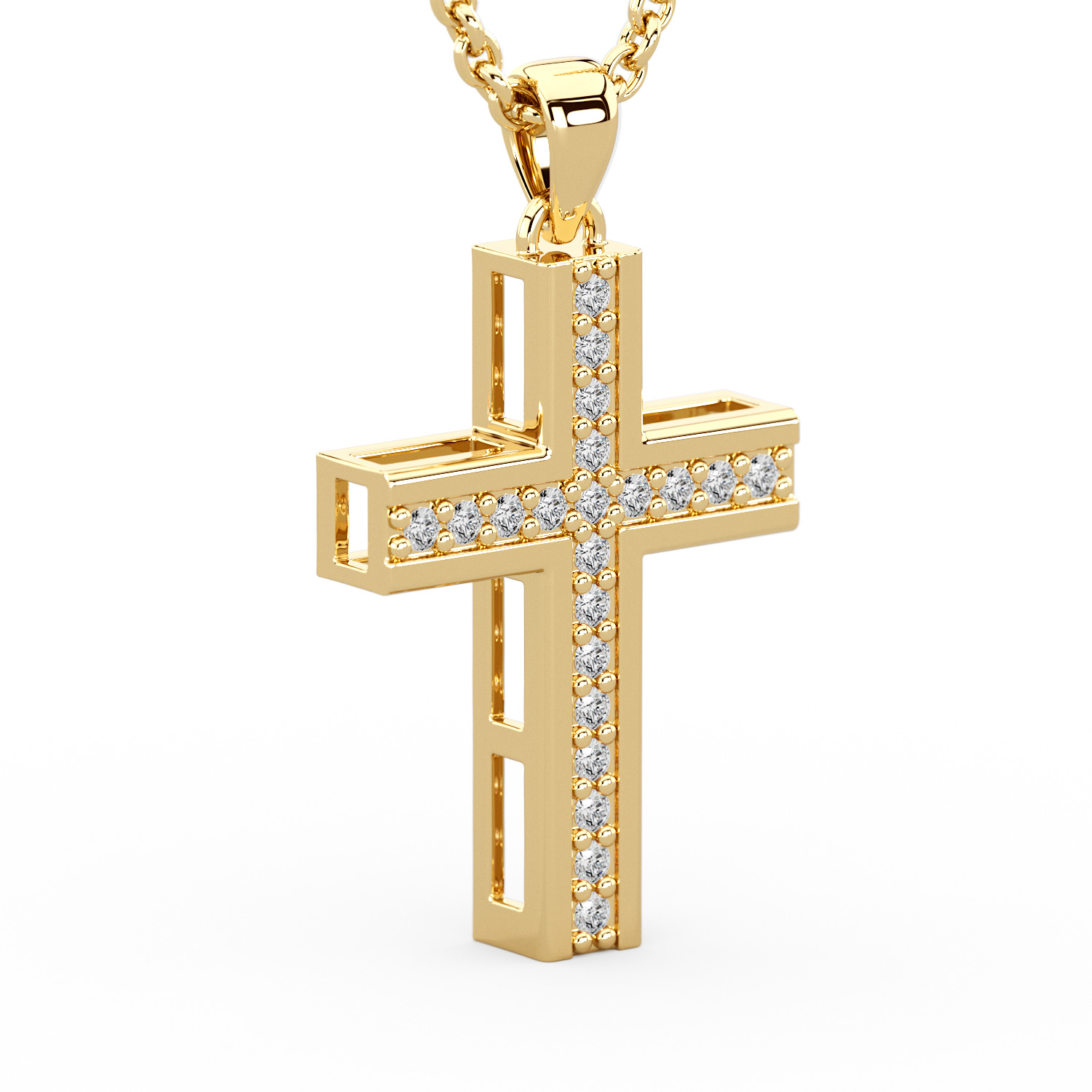 Pendant cross 3D print model_4