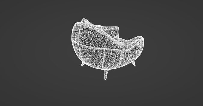 Contemporary Luxury Armchair with Velvet and Leather Finish 3D model 3