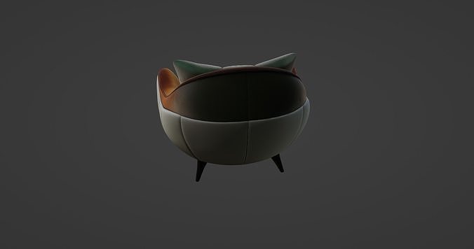 Contemporary Luxury Armchair with Velvet and Leather Finish 3D model 7