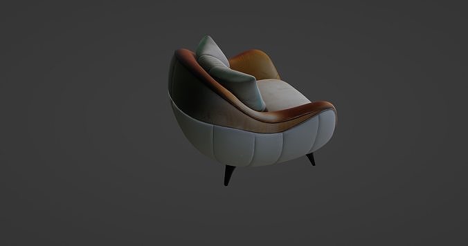 Contemporary Luxury Armchair with Velvet and Leather Finish 3D model 6