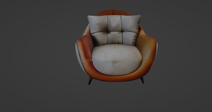 Contemporary Luxury Armchair with Velvet and Leather Finish 3D model 5
