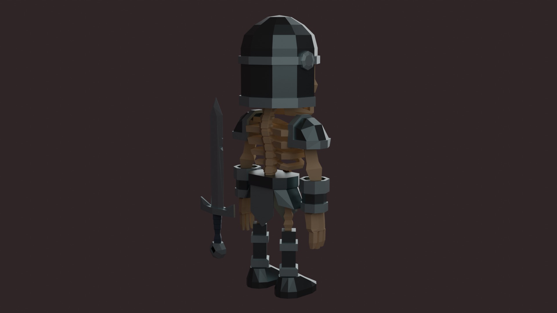 Skeleton Knight Low Poly Free 3D model_4