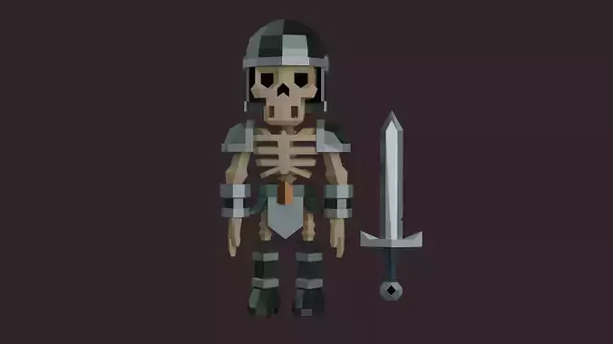 Skeleton Knight Low Poly