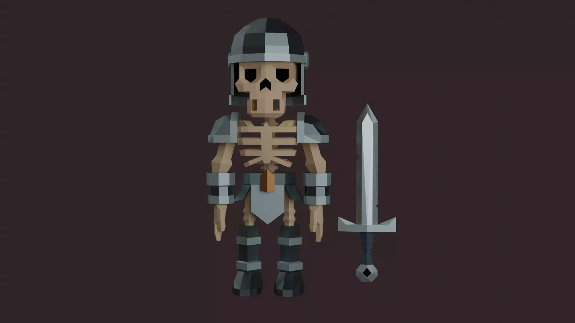 Skeleton Knight Low Poly Free 3D model_0