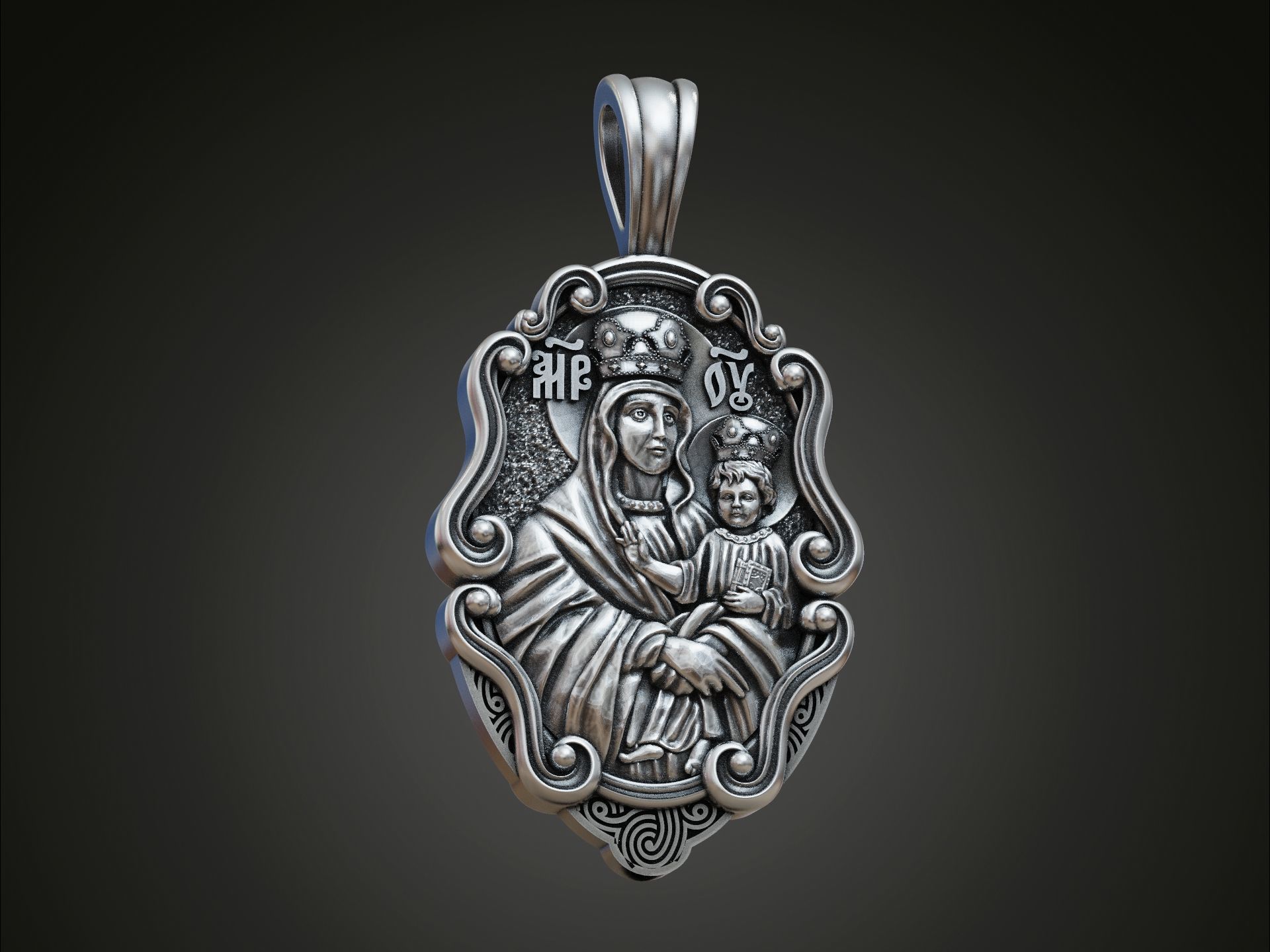 The Bar Icon of the Mother of God Detailed Amulet 3D print model_2