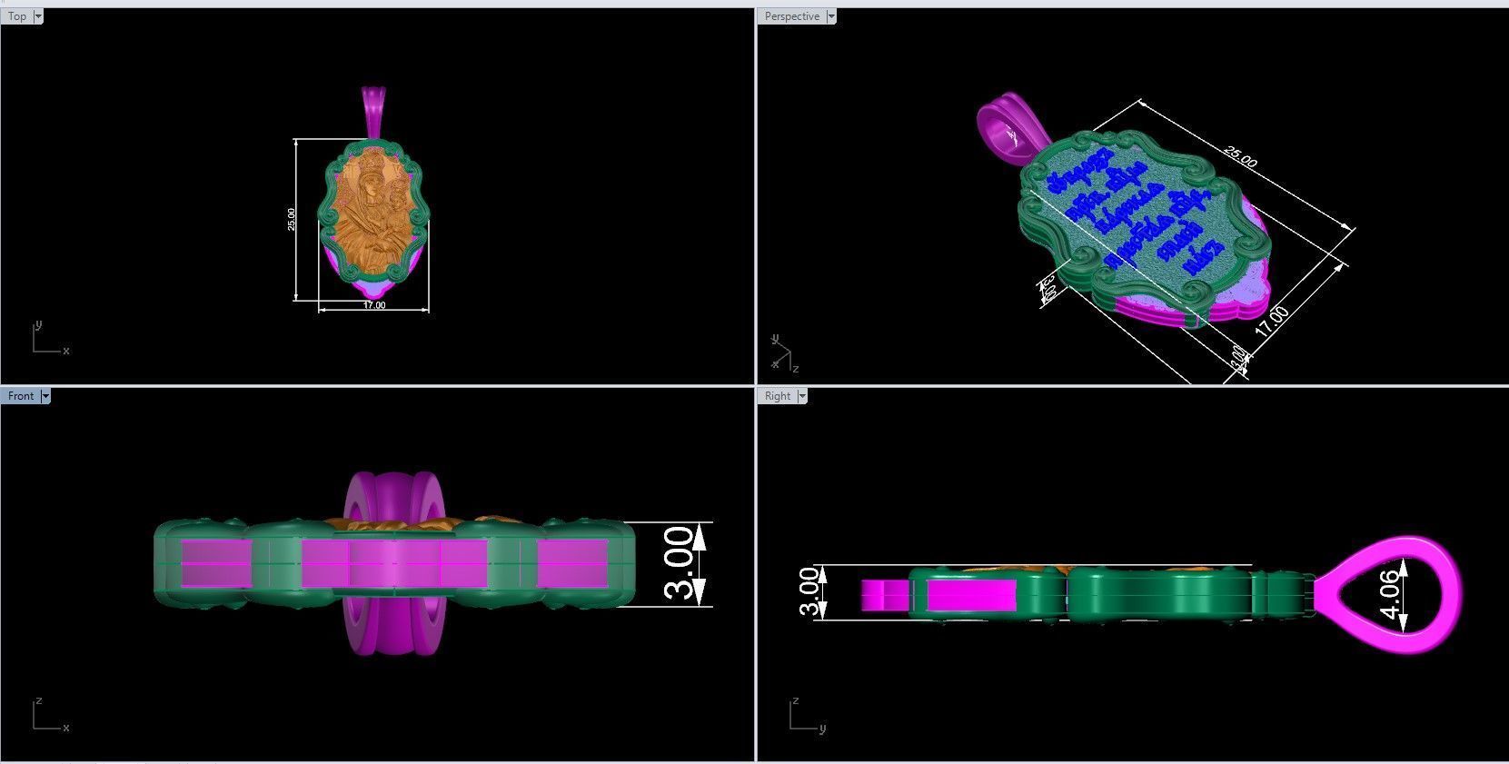 The Bar Icon of the Mother of God Detailed Amulet 3D print model_6