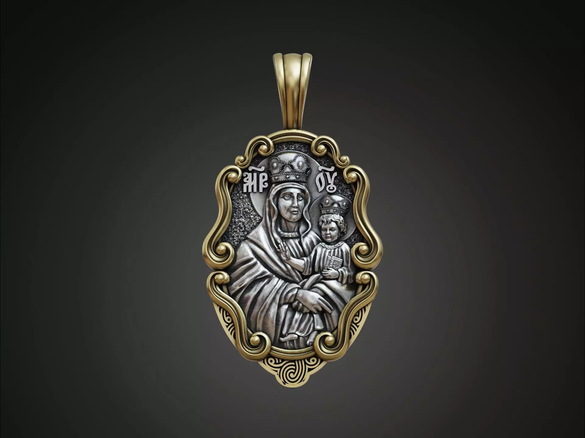 The Bar Icon of the Mother of God Detailed Amulet 3D print model_0