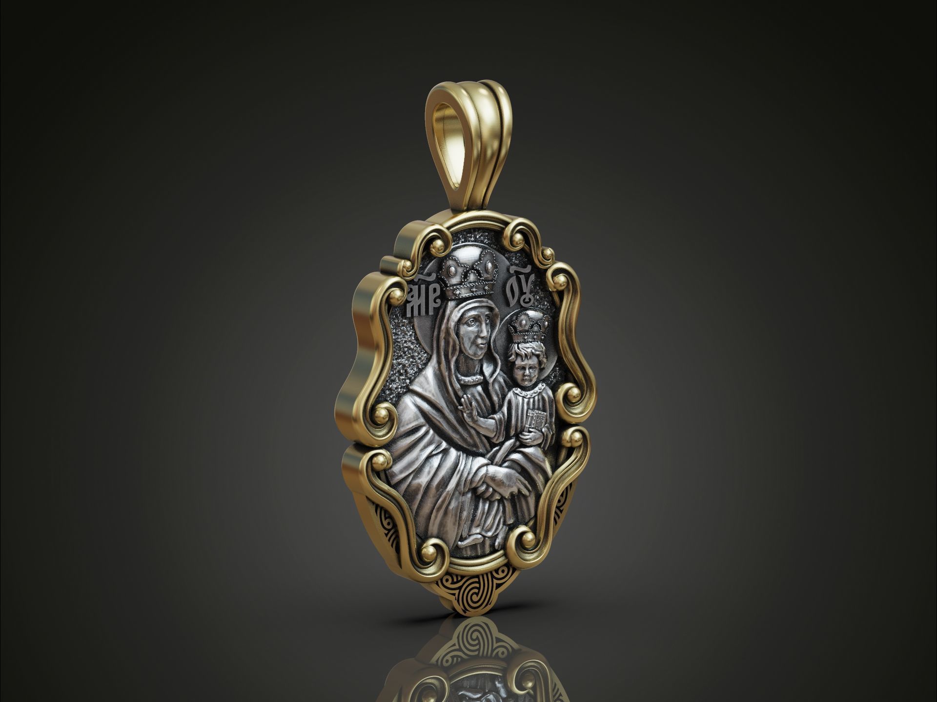 The Bar Icon of the Mother of God Detailed Amulet 3D print model_1