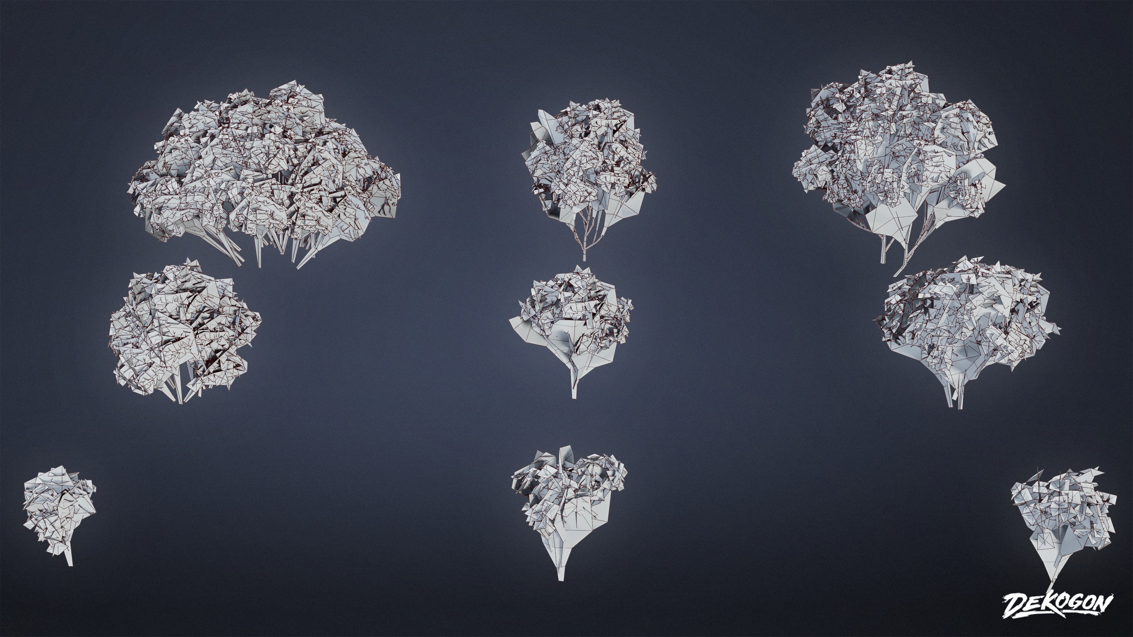 FOLIAGE - Bush Set 02 - LOW POLY Low-poly 3D model_9