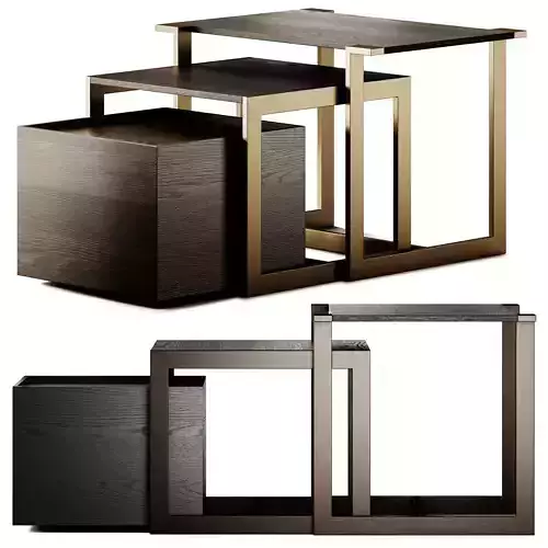 Stylish Club Fortune Square Side Tables Set 3D model