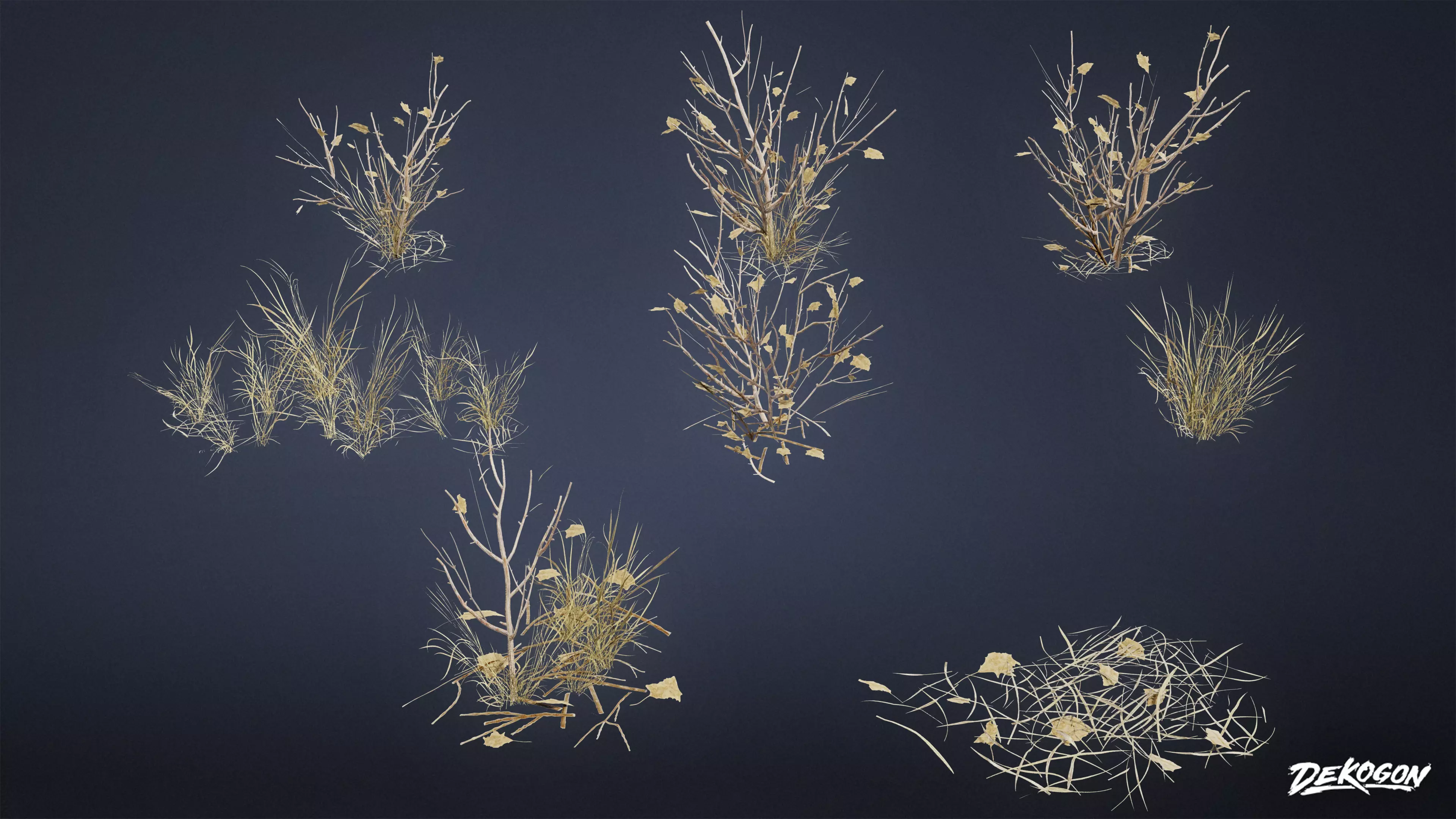 FOLIAGE - Dead Plants 01 - LOW POLY Low-poly 3D model_0