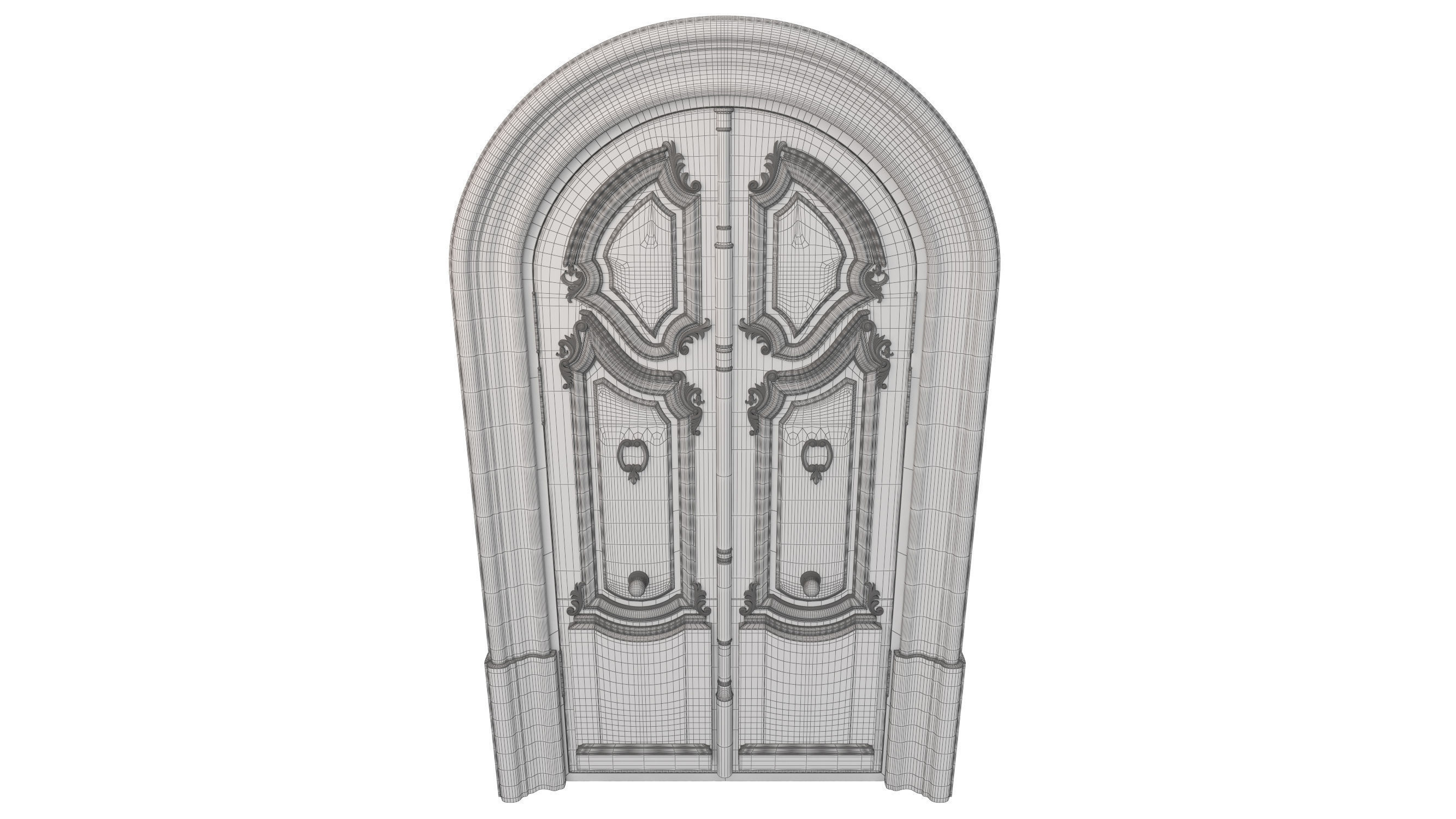 Entrance classic door 128 3D model_9