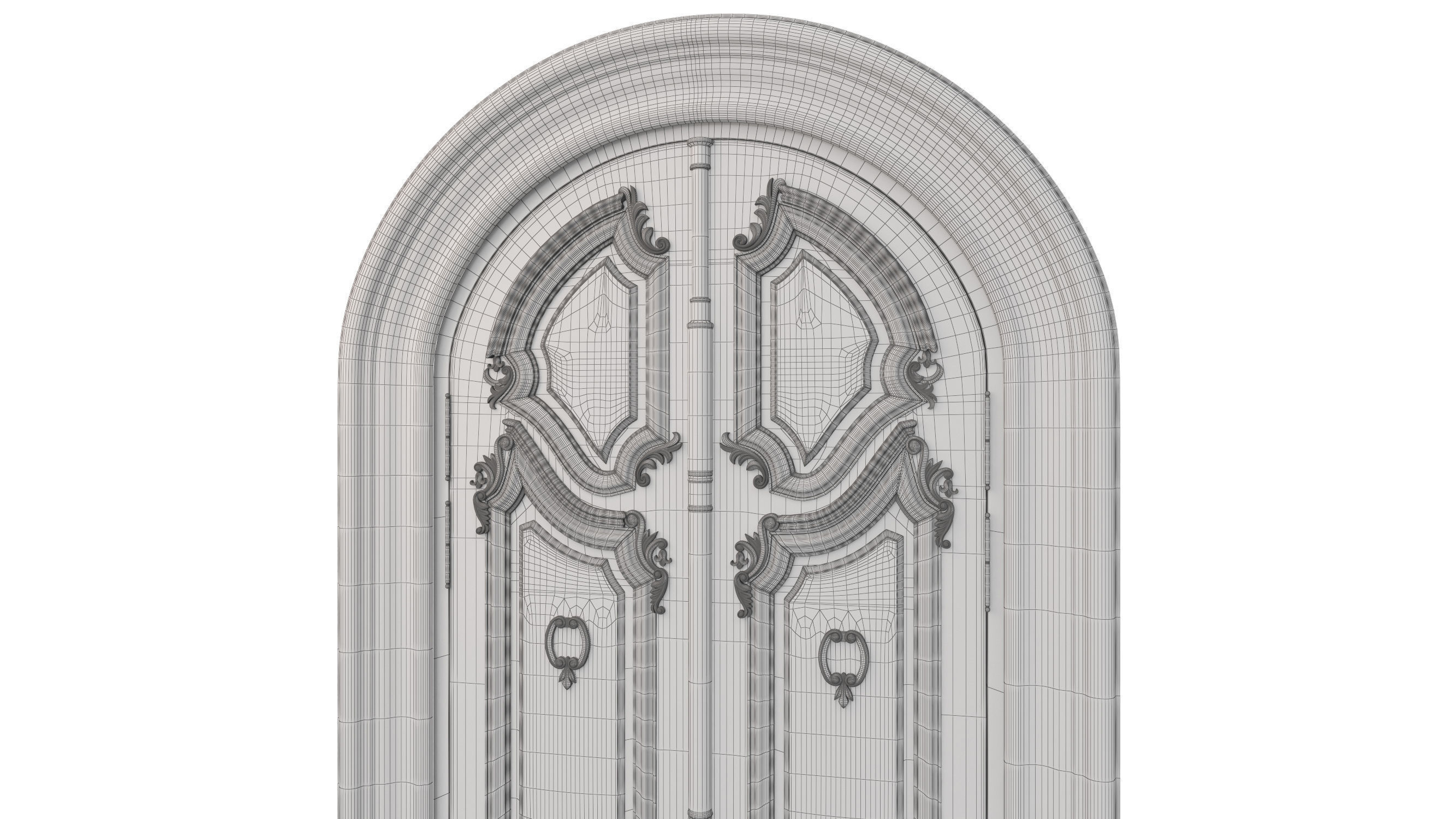 Entrance classic door 128 3D model_7