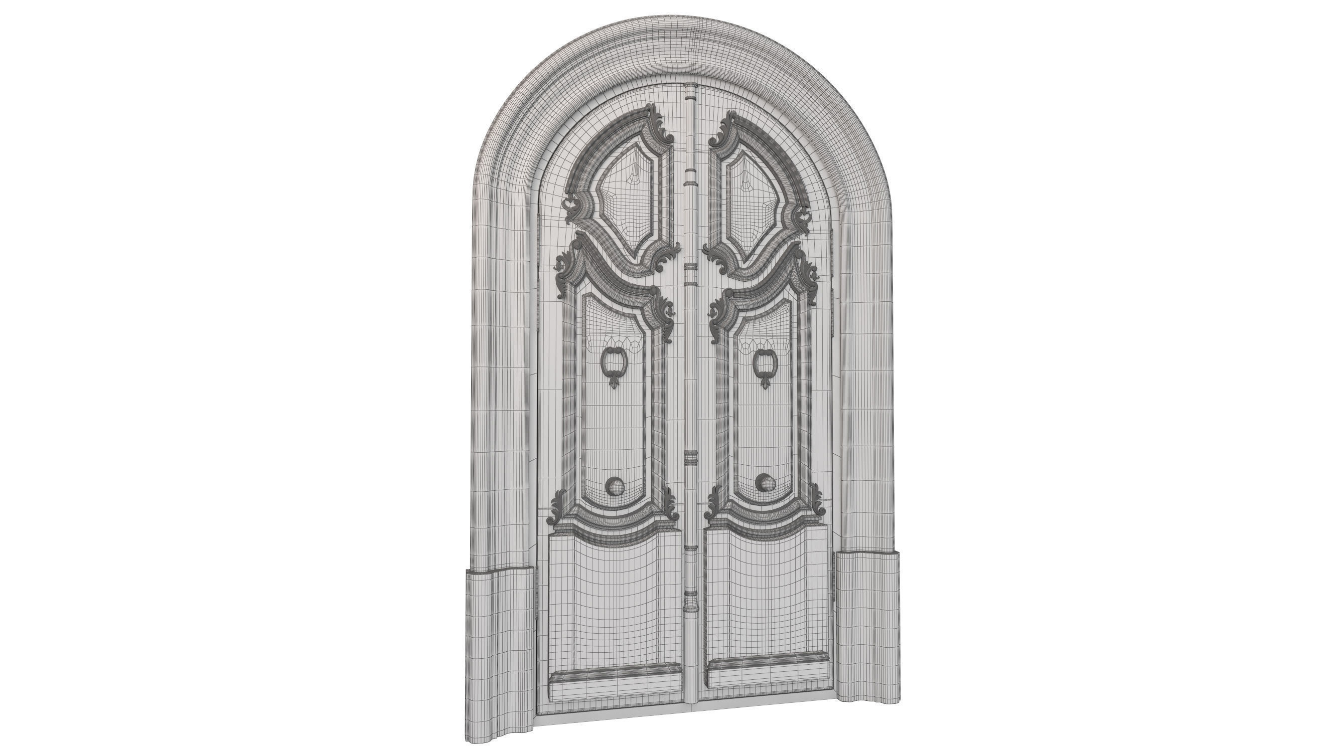 Entrance classic door 128 3D model_8