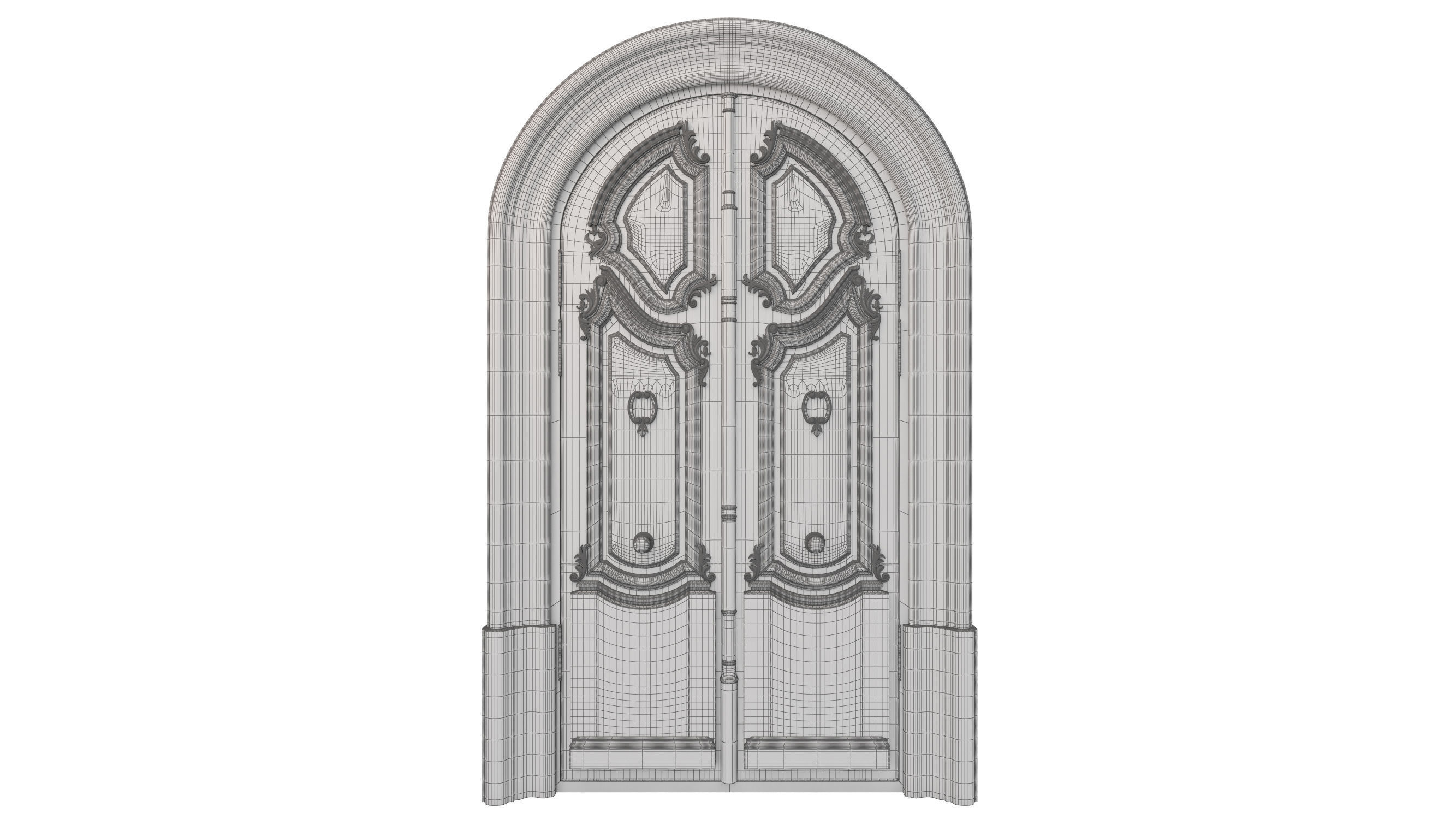 Entrance classic door 128 3D model_6