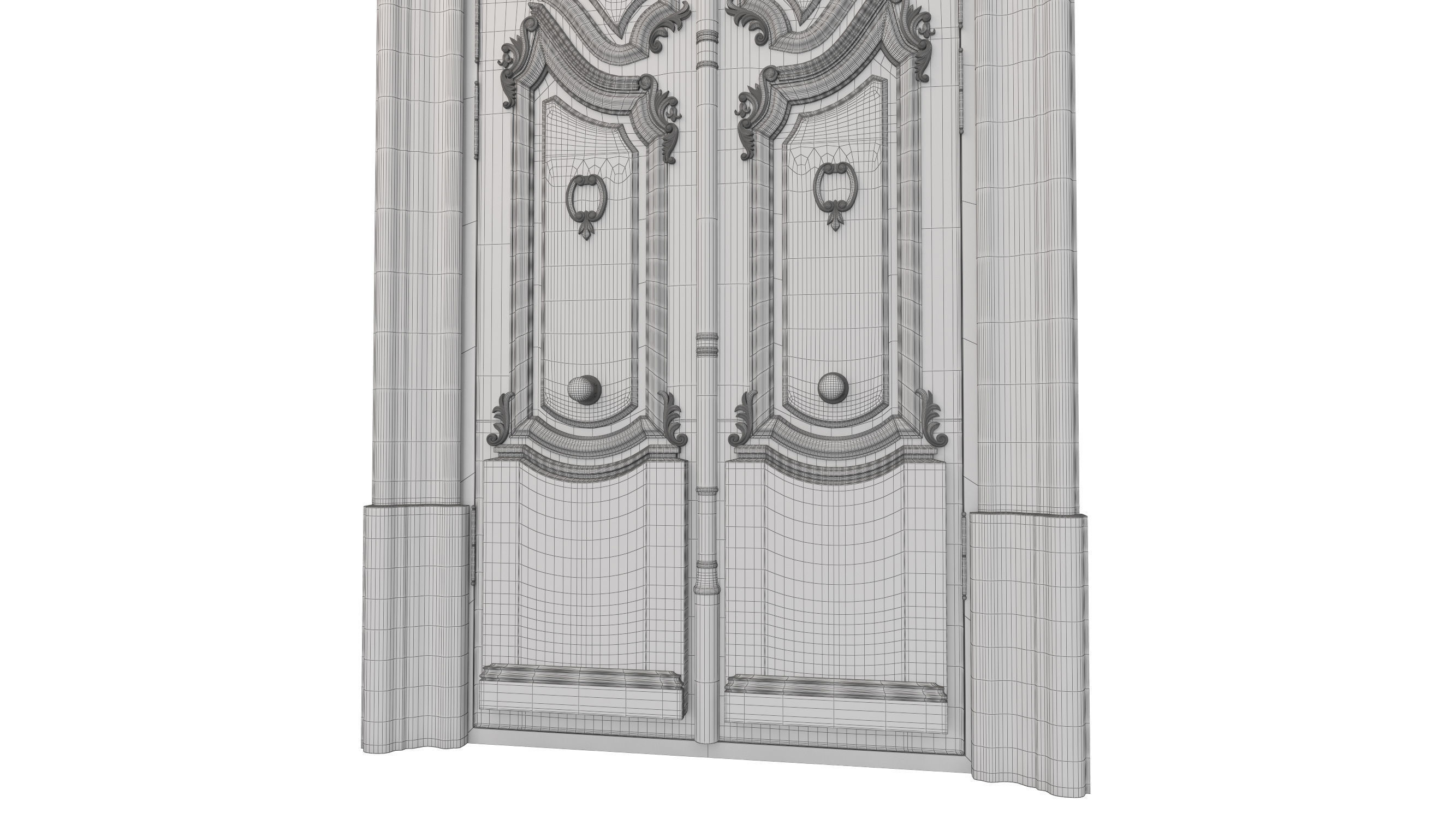 Entrance classic door 128 3D model_11