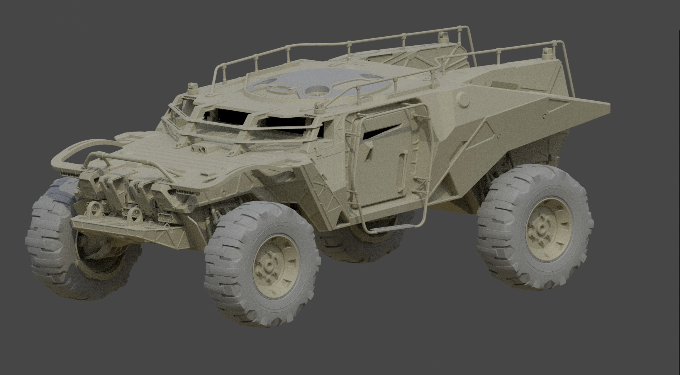 Futuristic Combat 4x4 Vehicle Low-poly 3D model_10