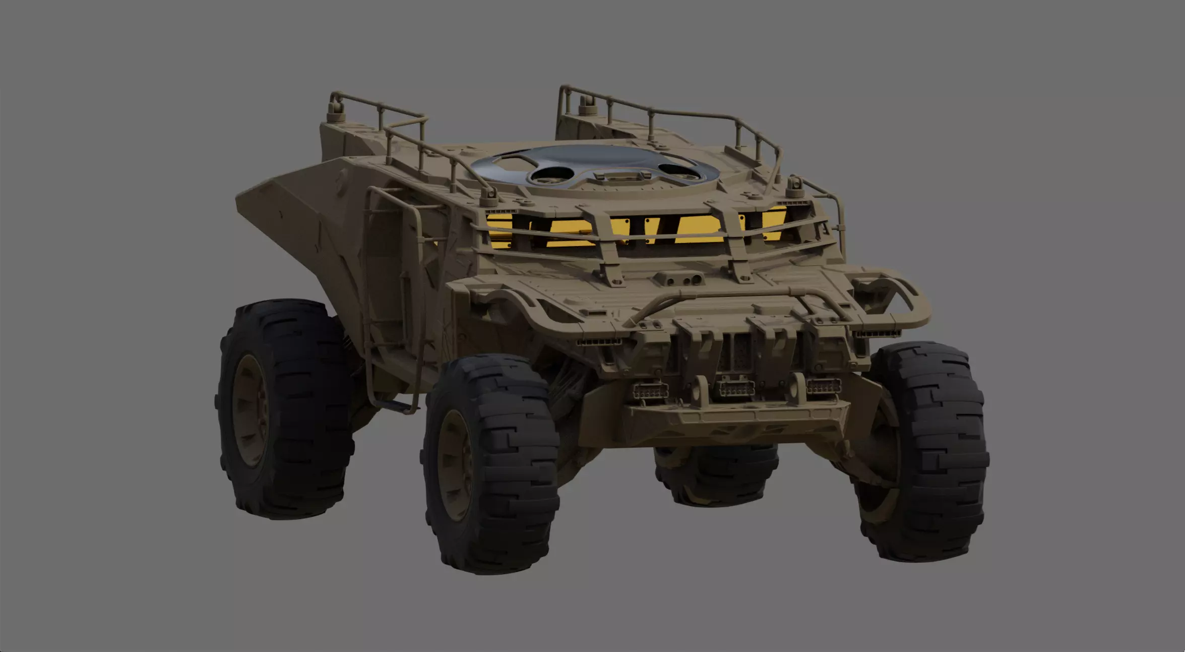 Futuristic Combat 4x4 Vehicle Low-poly 3D model_0