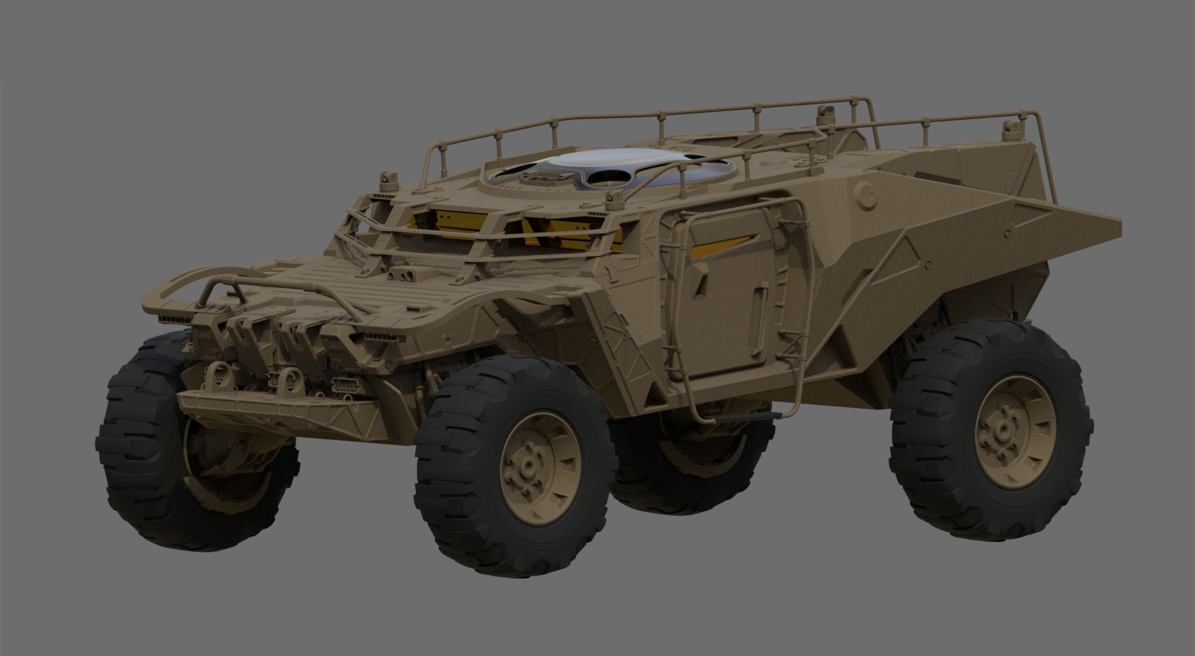 Futuristic Combat 4x4 Vehicle Low-poly 3D model_1