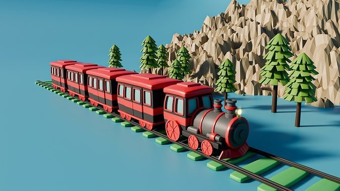 Toony Train Low-poly 3D model