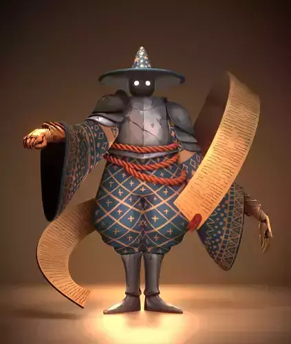 Mage Game character Low-poly 3D model