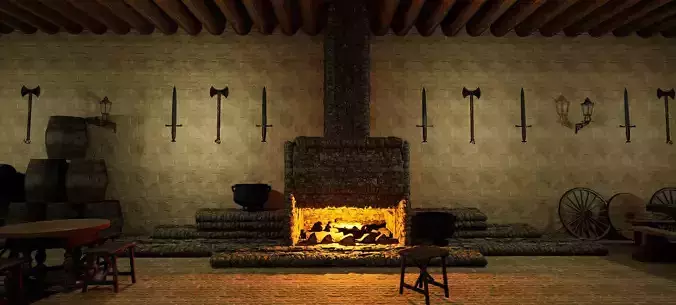 Cozy Fantasy Medieval Tavern Exterior-Interior 3D model