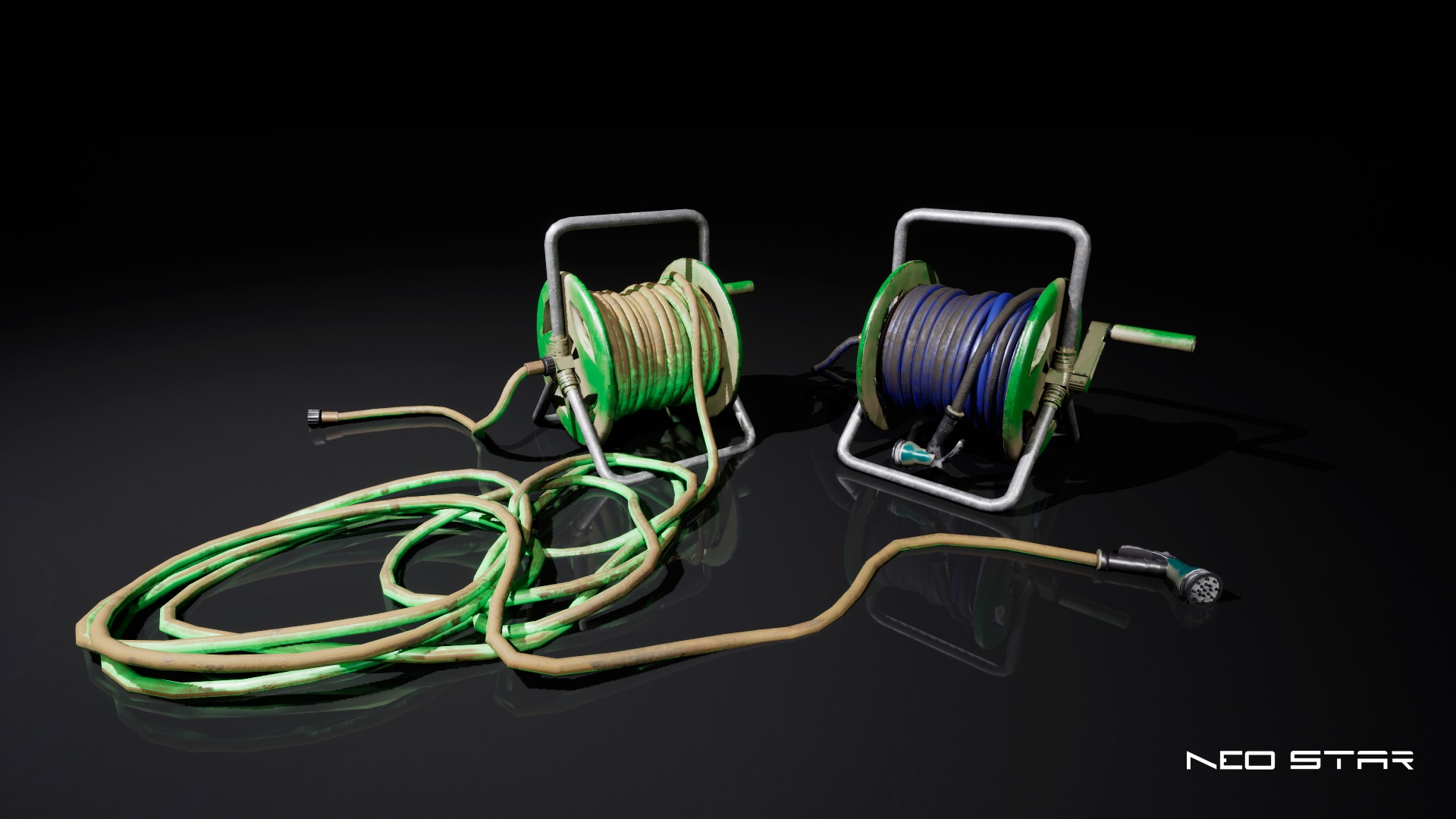 Old Garden Hoses Low-poly 3D model_3