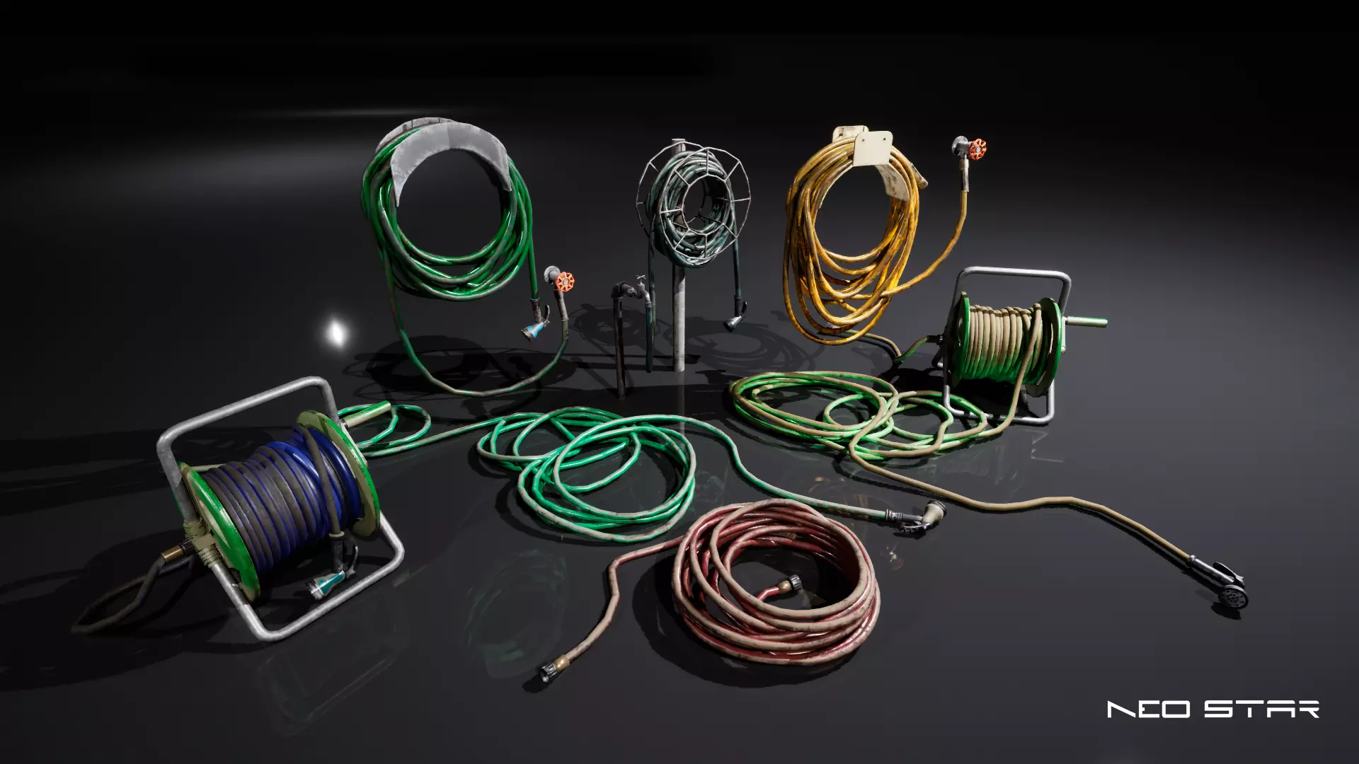 Old Garden Hoses Low-poly 3D model_0