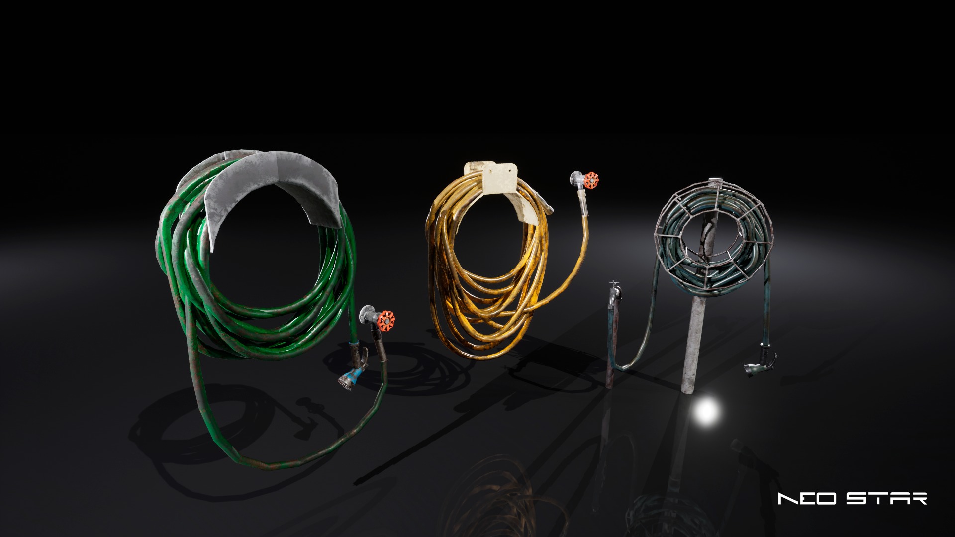 Old Garden Hoses Low-poly 3D model_2