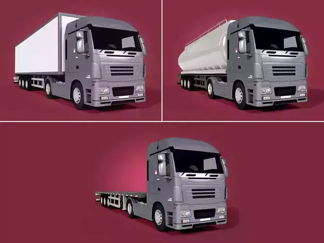 Generic Heavy Trucks Pack - Container - Fuel - Flatbed Trailer