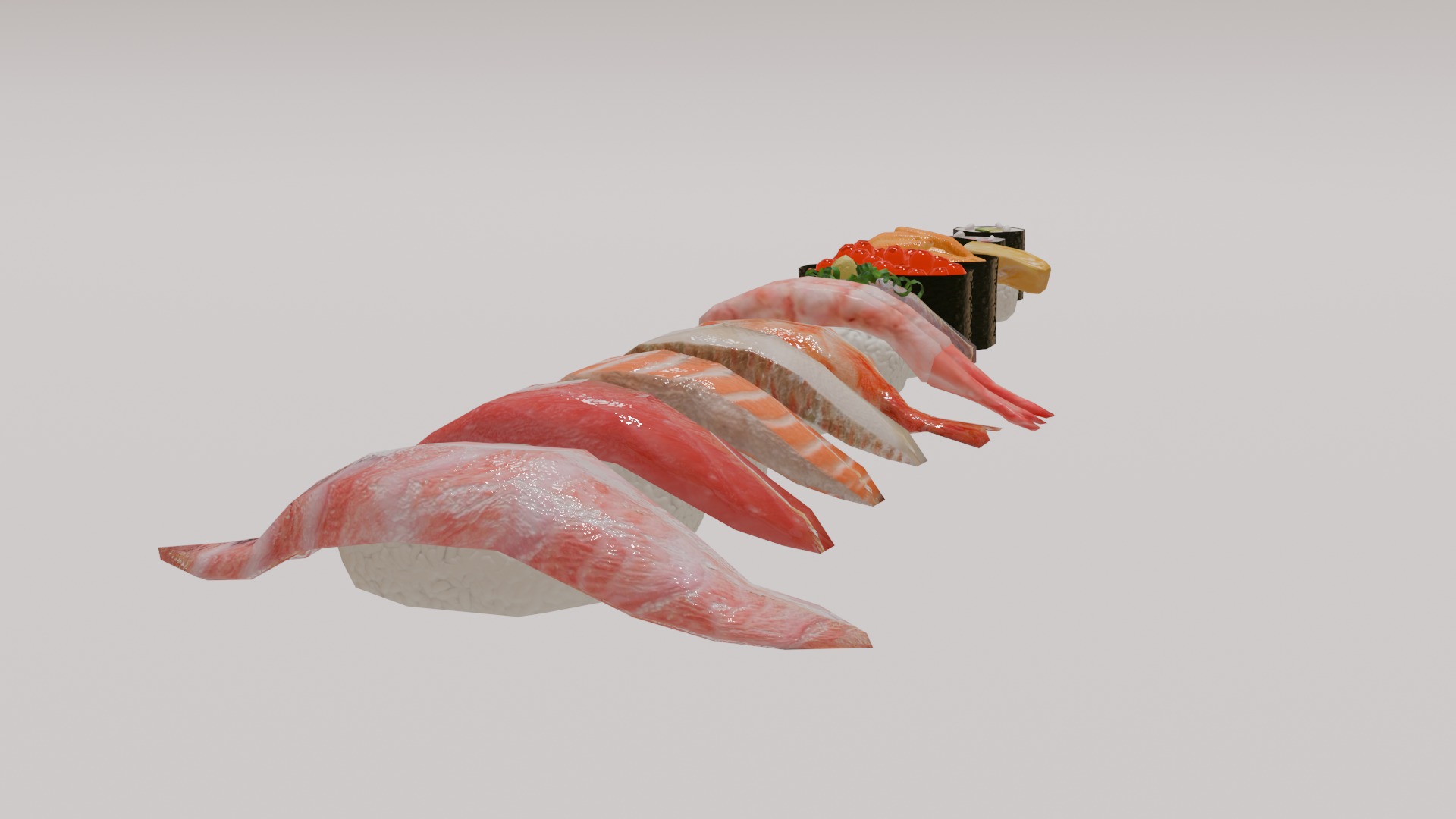 12-piece sushi model asset Low-poly 3D model_4
