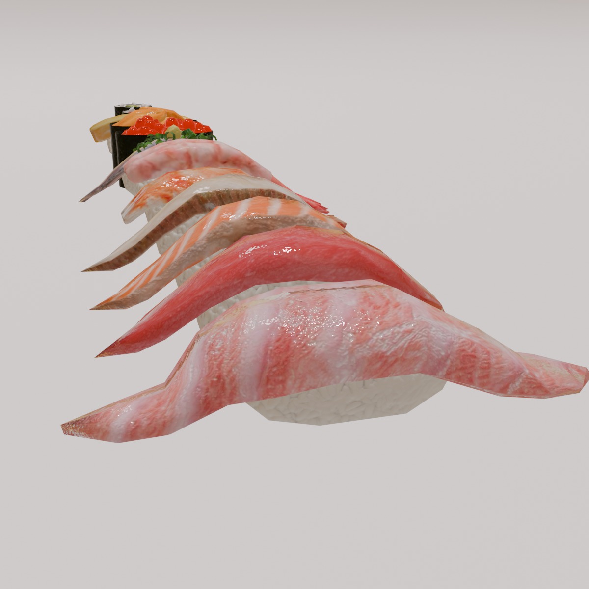 12-piece sushi model asset Low-poly 3D model_7