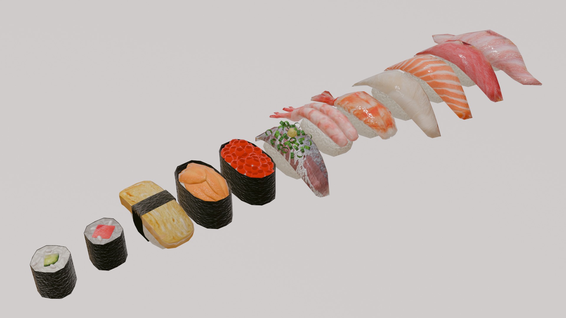 12-piece sushi model asset Low-poly 3D model_21