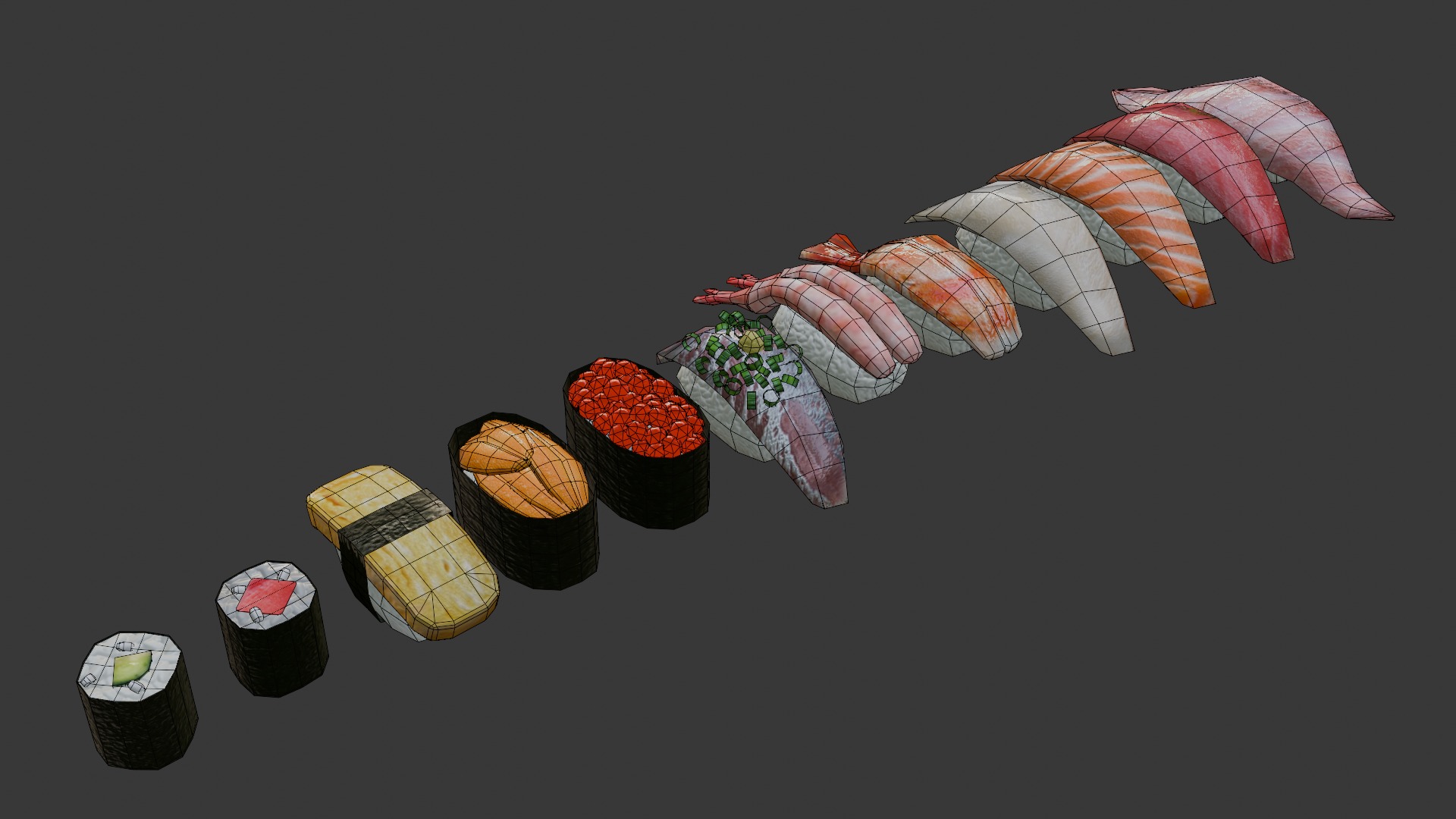 12-piece sushi model asset Low-poly 3D model_23
