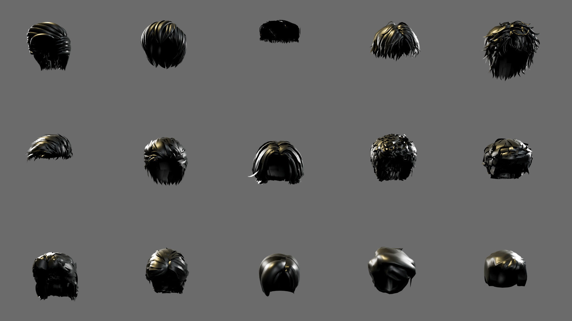 Hairstyles for boys Low-poly 3D model_20