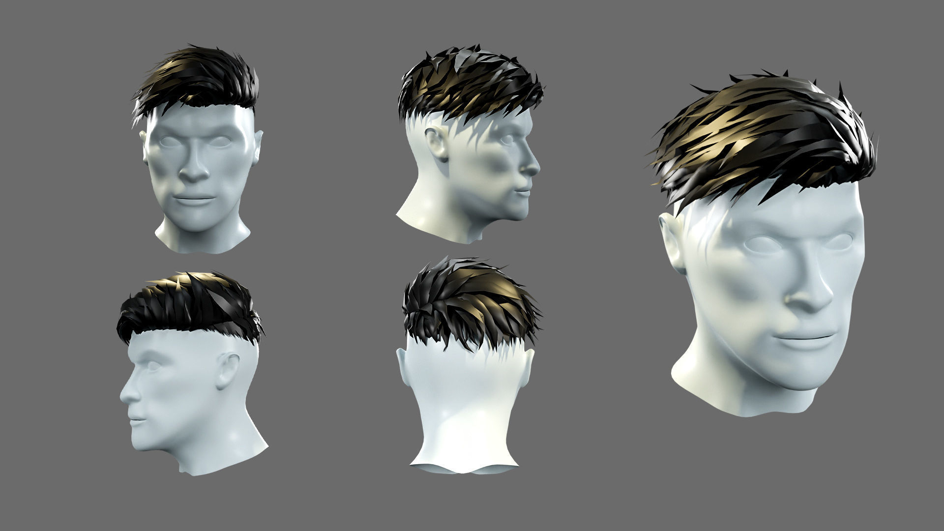 Hairstyles for boys Low-poly 3D model_6