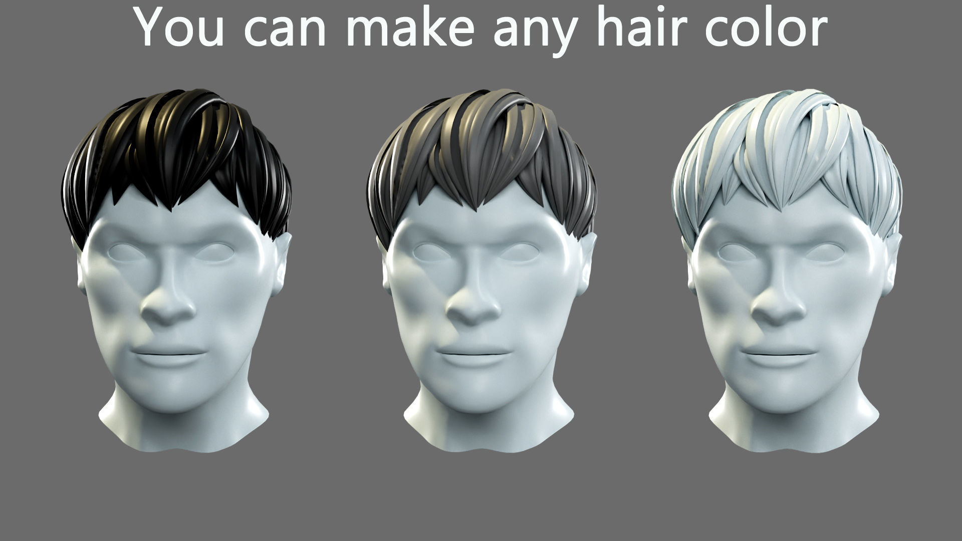 Hairstyles for boys Low-poly 3D model_16