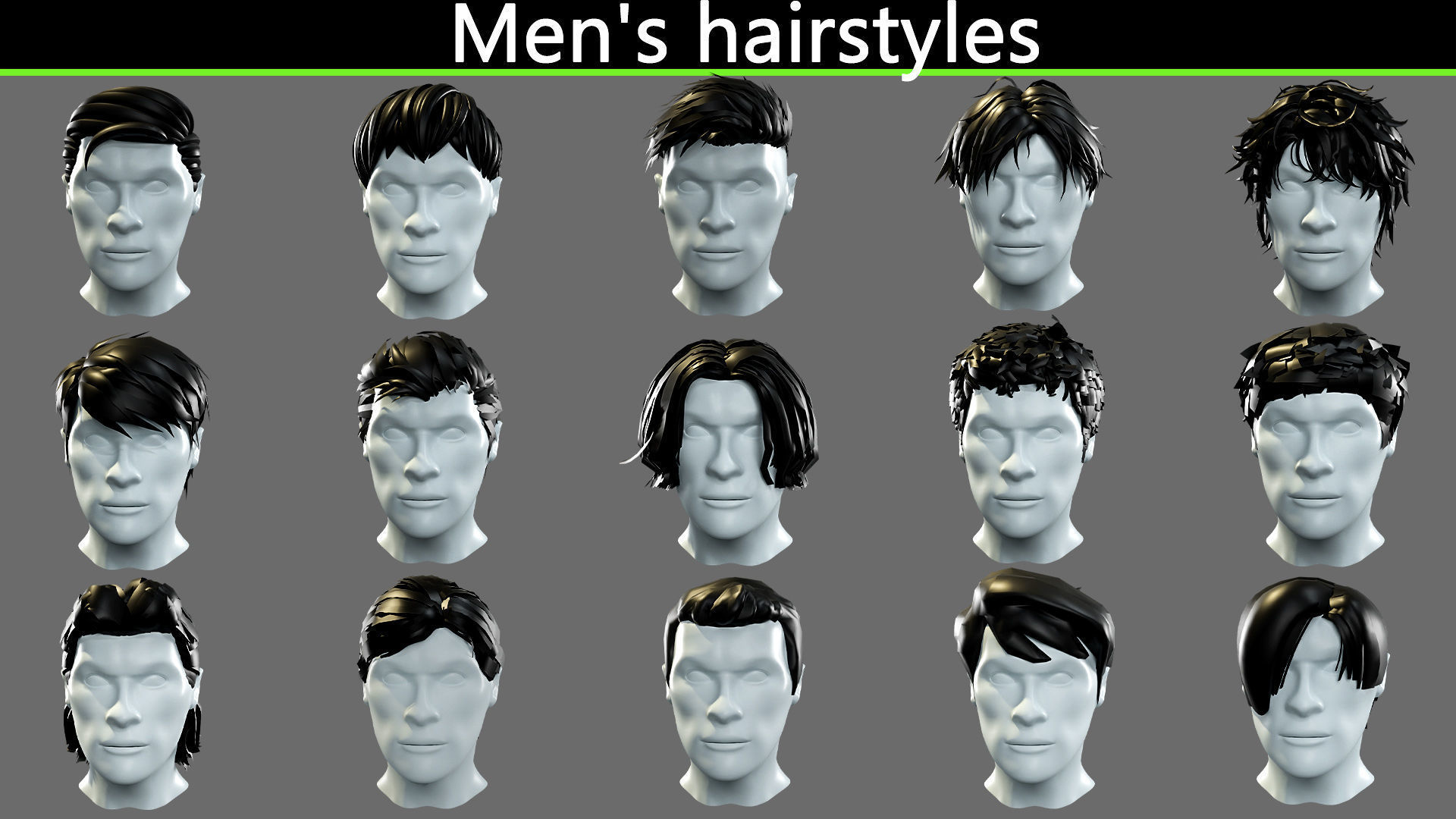 Hairstyles for boys Low-poly 3D model_25