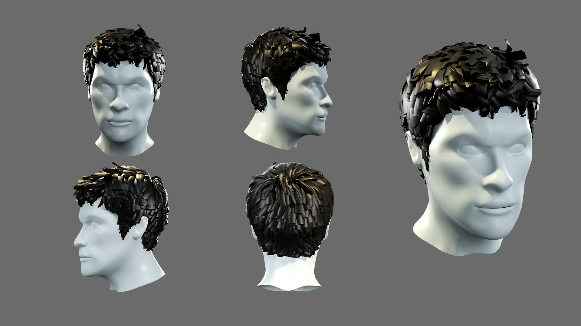 Hairstyles for boys Low-poly 3D model_9