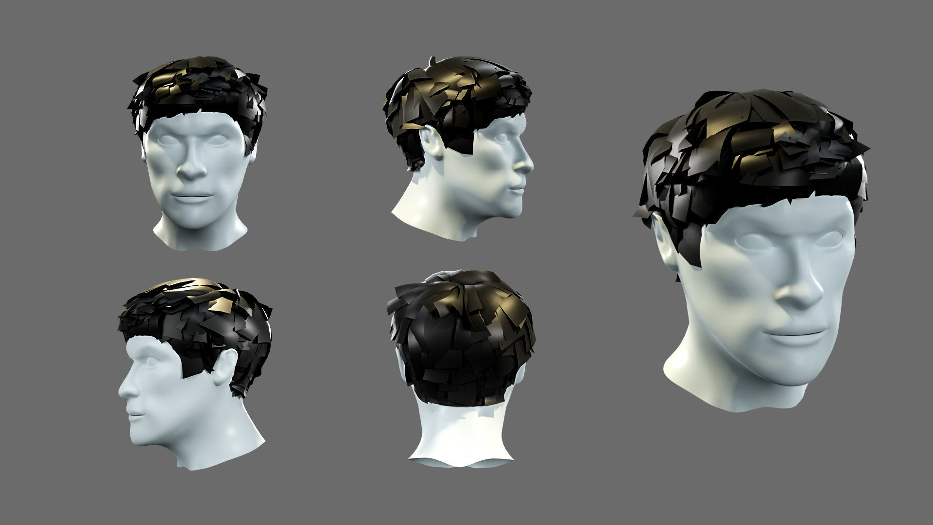 Hairstyles for boys Low-poly 3D model_10
