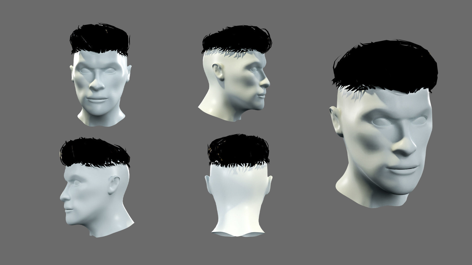 Hairstyles for boys Low-poly 3D model_3