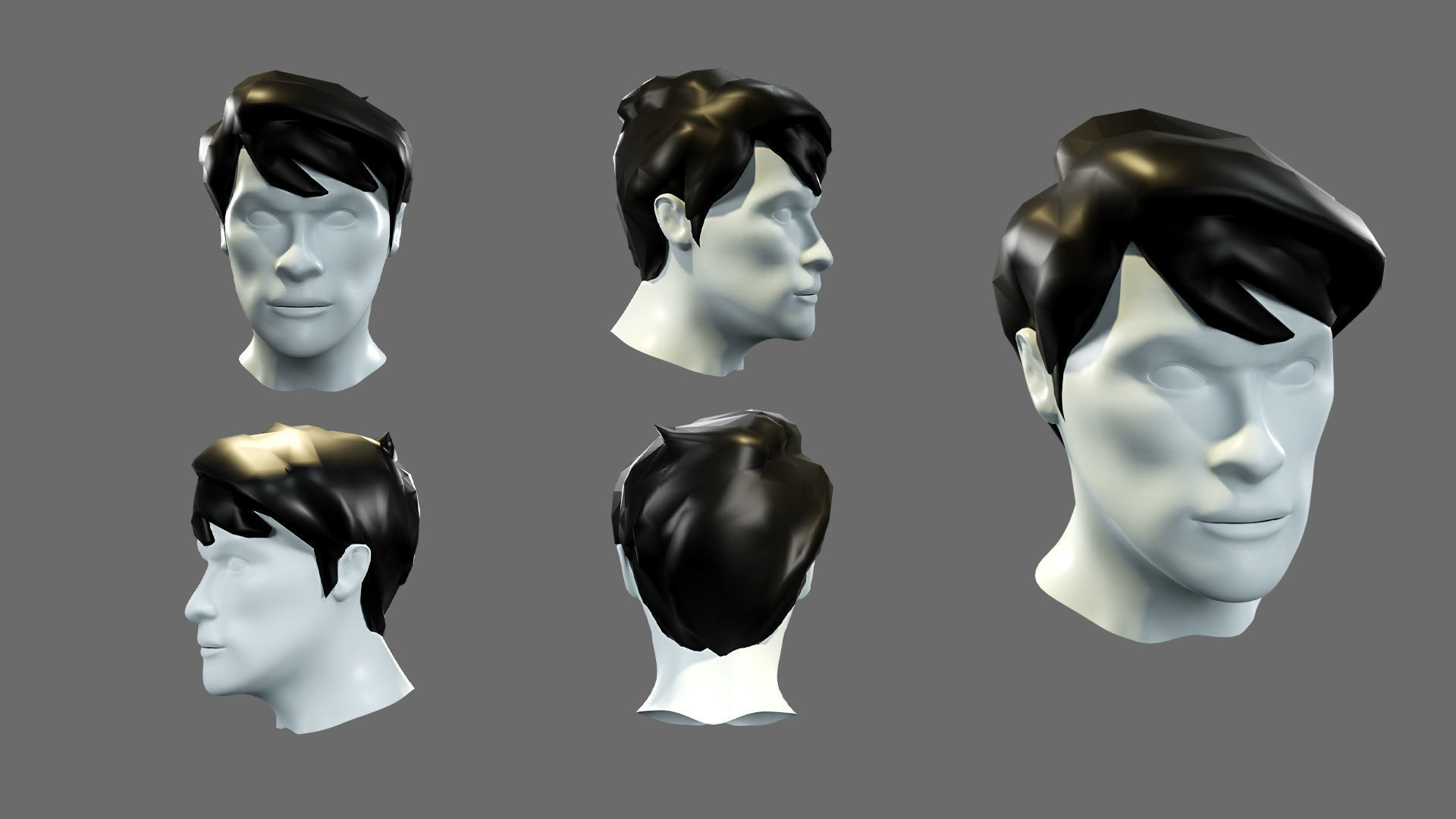 Hairstyles for boys Low-poly 3D model_14