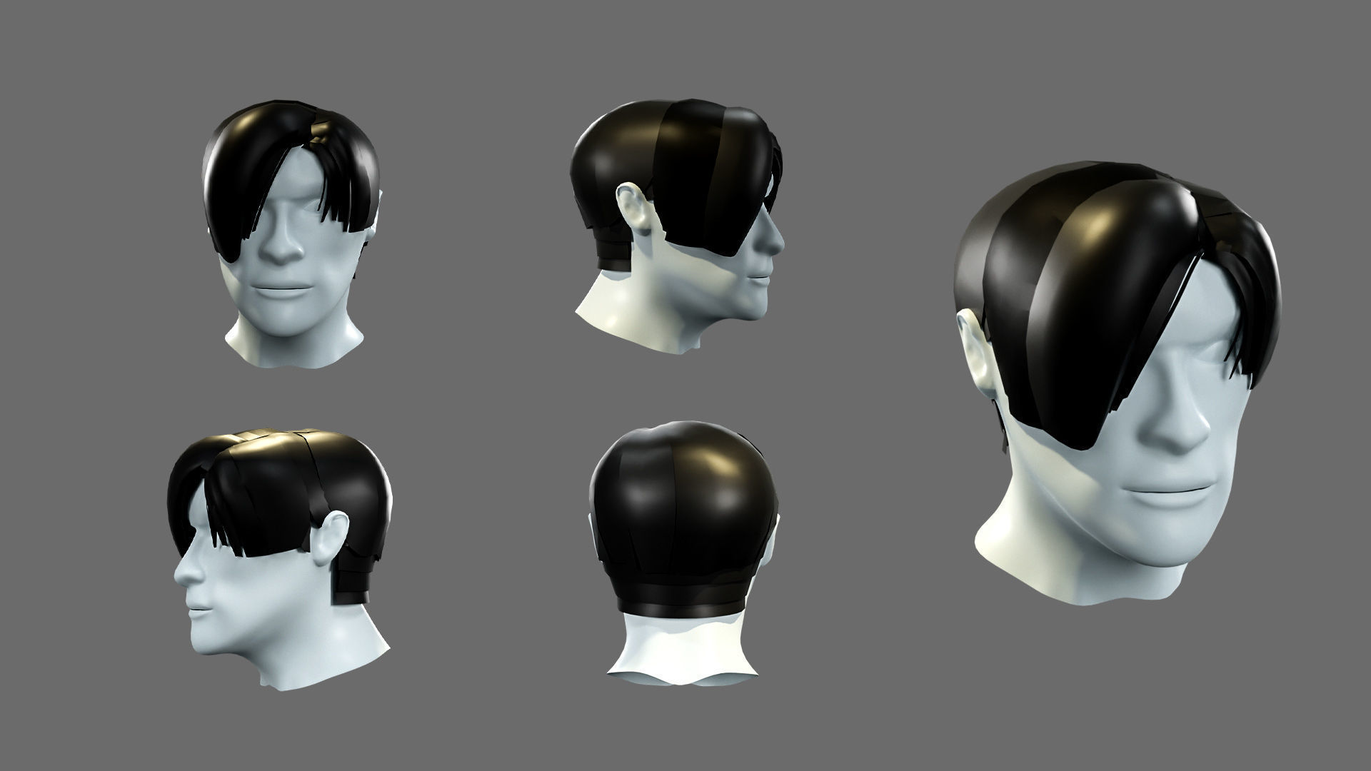 Hairstyles for boys Low-poly 3D model_13